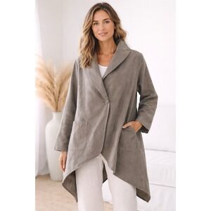 Amici by Baci Italy Cotton Jacket Coat Taupe Oversized Asymmetrical Women's M
